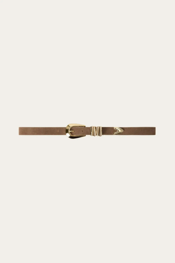 Malina Azelia Buckle Leather Belt - Taupe