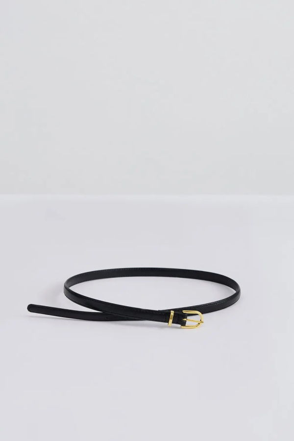 Malina Blair Thin Leather Belt - Black