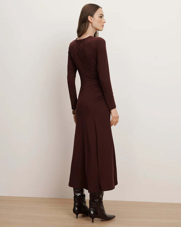 Veronica Beard Theodora Ruched Midi Dress - Raisin | Garmentory