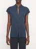 VINCE Cap Sleeve Blouse with Contrast Hidden Placket - Coastal Black - Thumbnail 1