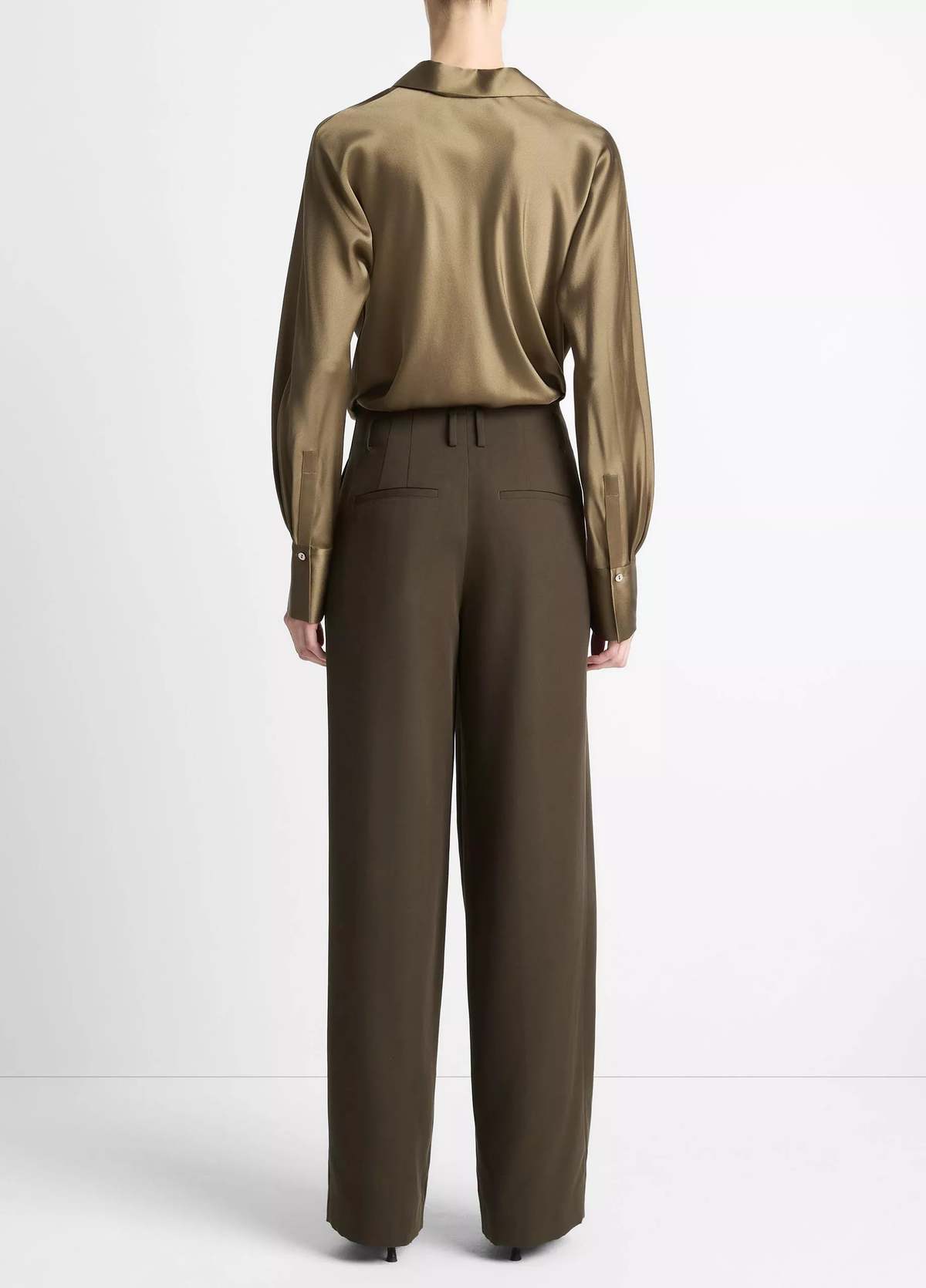 VINCE High Waist Pleated Trousers - Verde - Image 2 of 2