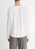 VINCE Silk-Blend Pleated-Neck Blouse - Off White - Thumbnail 2