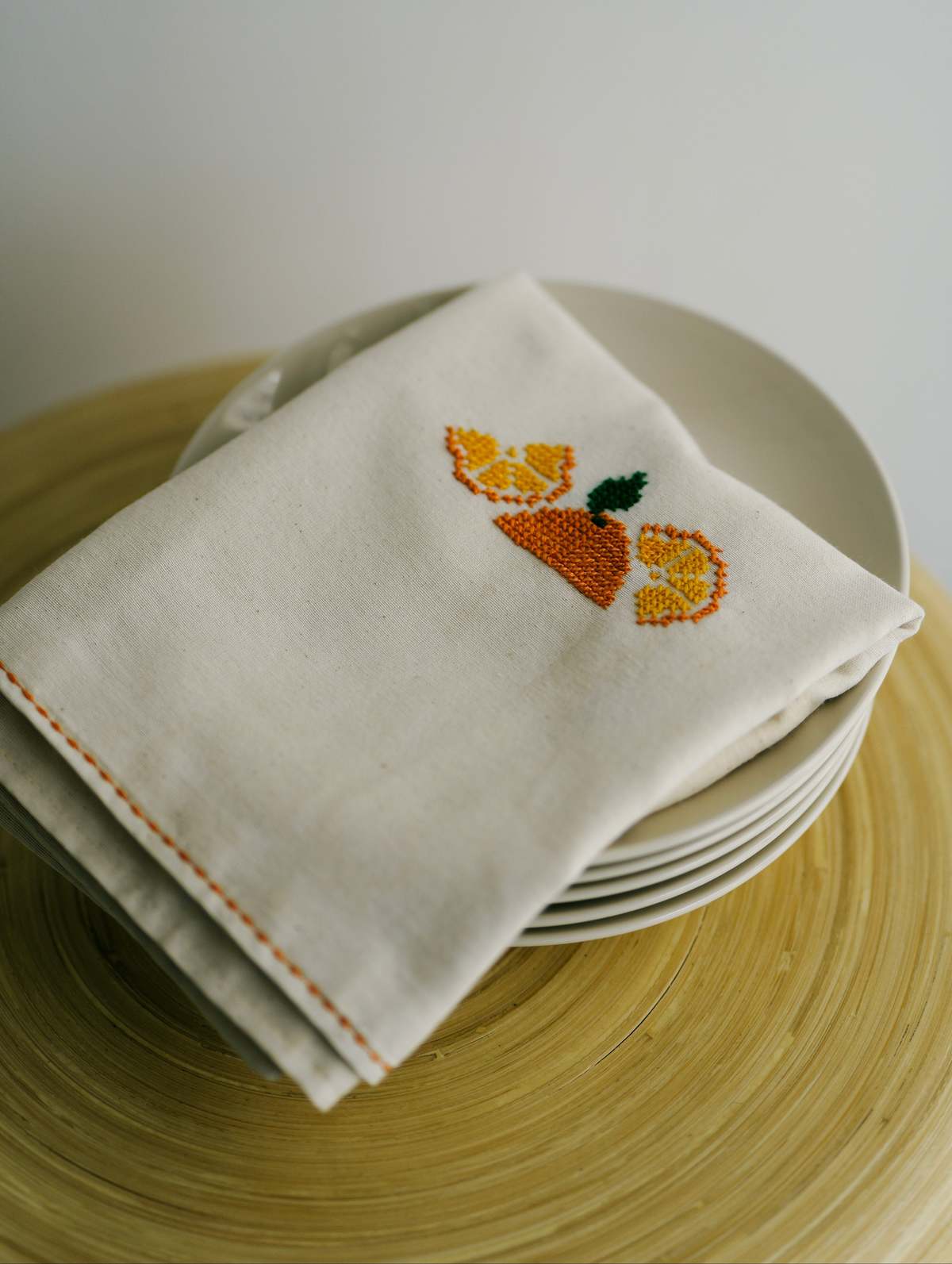 Darzah Orange Tatreez Tea Towel - Image 3 of 5