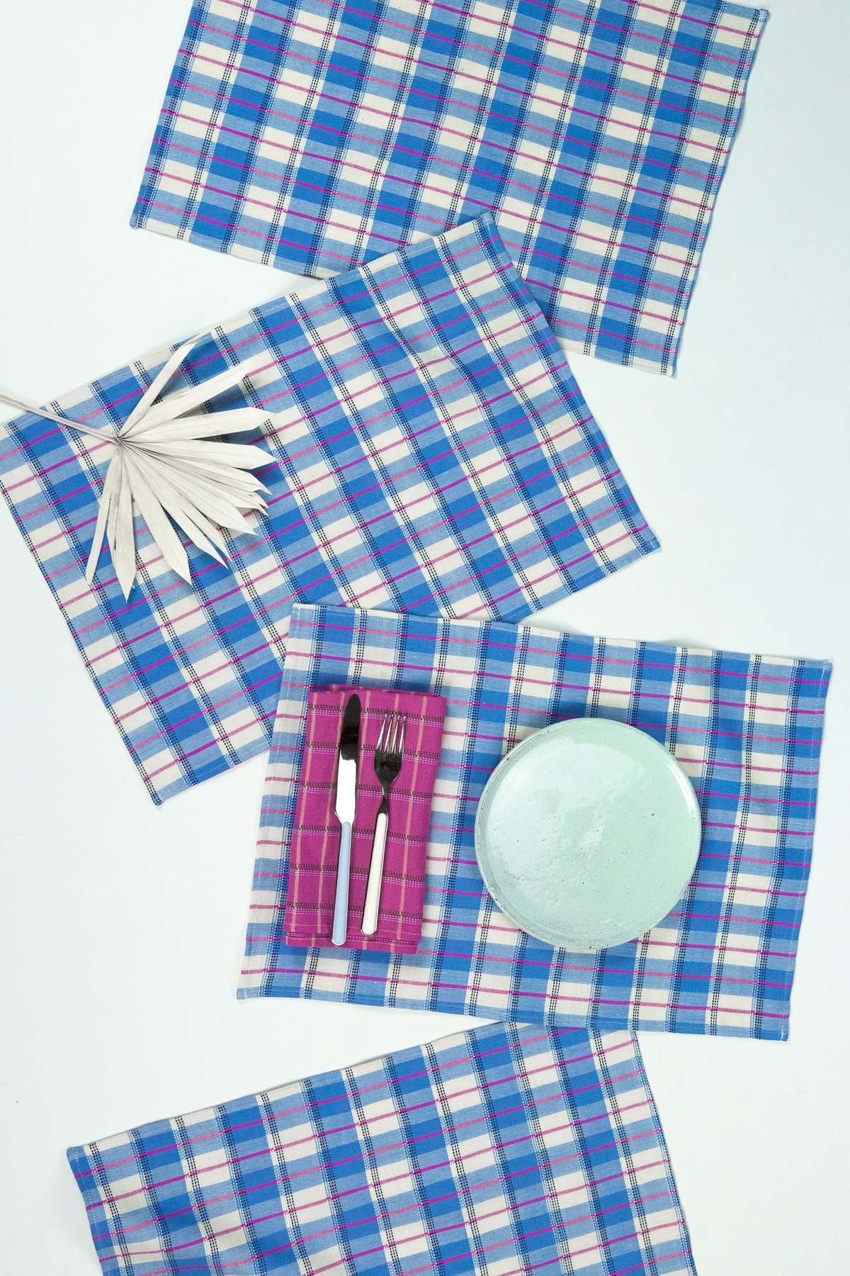 Archive New York San Andres Gingham Placemat - Blue & White - Image 1 of 5