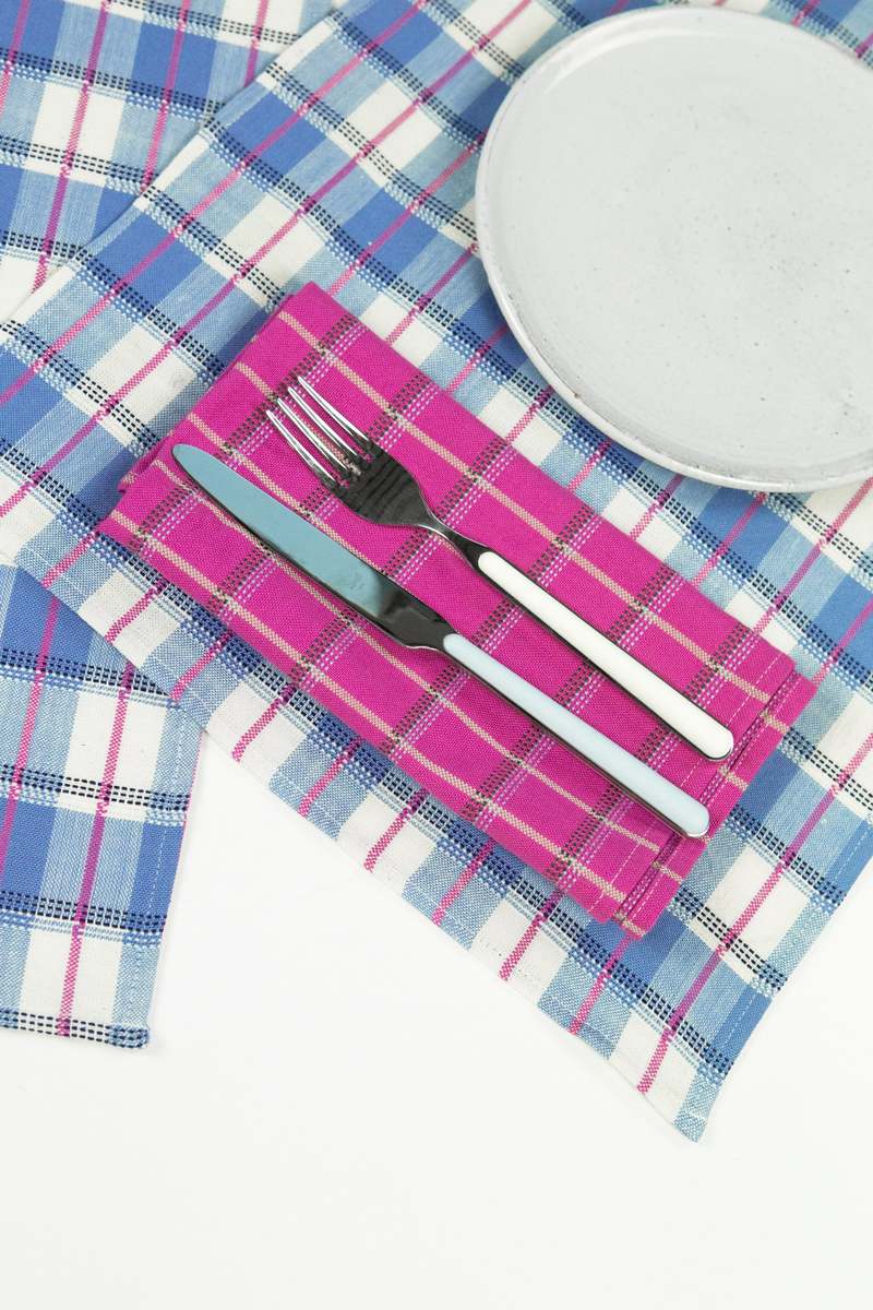 Archive New York San Andres Gingham Placemat - Blue & White