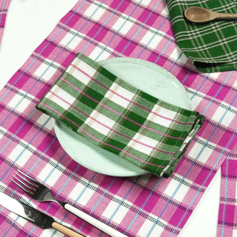Archive New York San Andres Gingham Placemat - Pink & Ivory