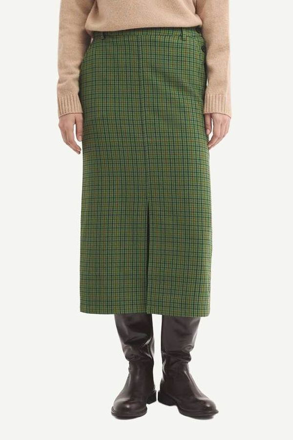 Nice Things Wrinkled Effect Check Skirt - Khaki