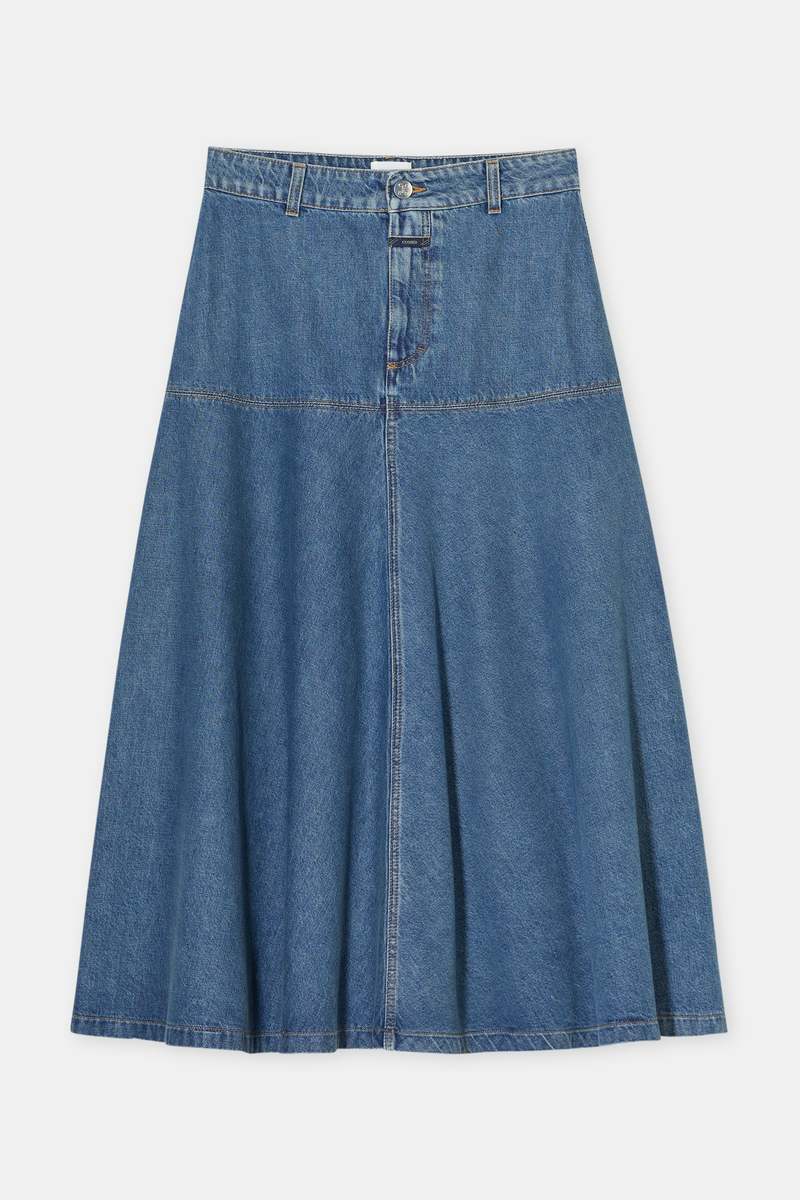 Closed Long Denim Skirt - Mid Blue