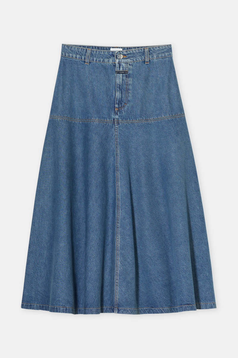 Closed Long Denim Skirt - Mid Blue