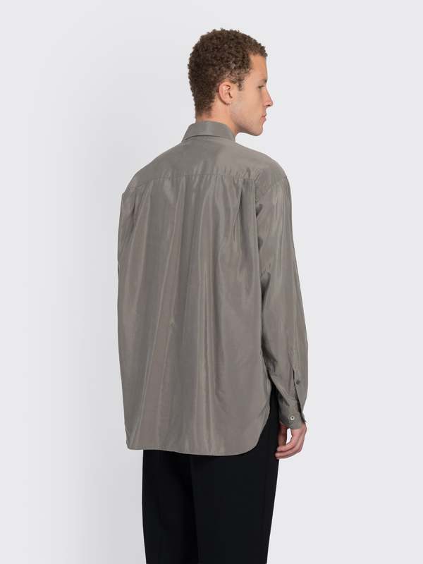 ssstein Silk Nylon Oversized Down Pat Shirt - Taupe | Garmentory
