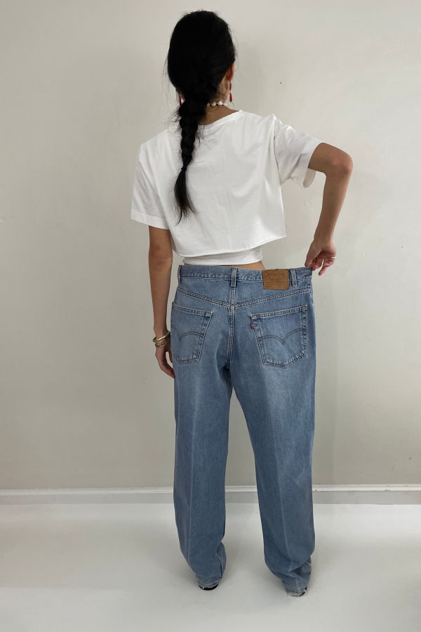 Vintage 80s Levis 550 Baggy Faded Light Wash Tall Jeans 36x33 