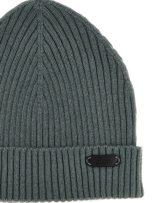 Brioni English Ribbed Beanie - Green