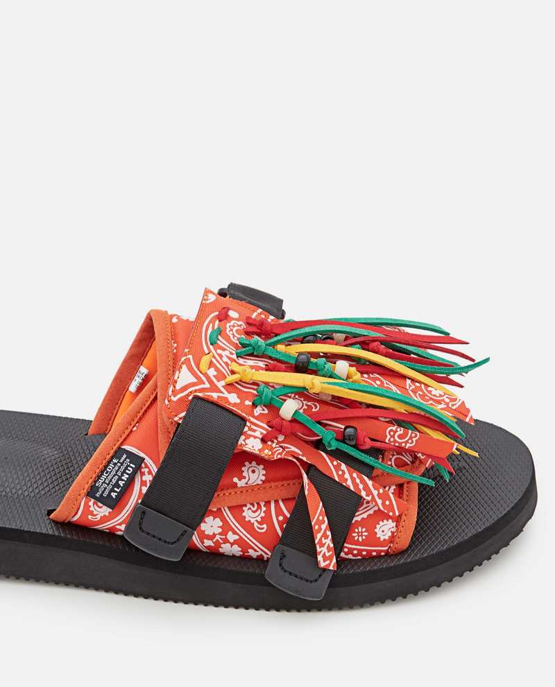 Alanui Suicoke X Alanui Moto Fringed Slides - Red