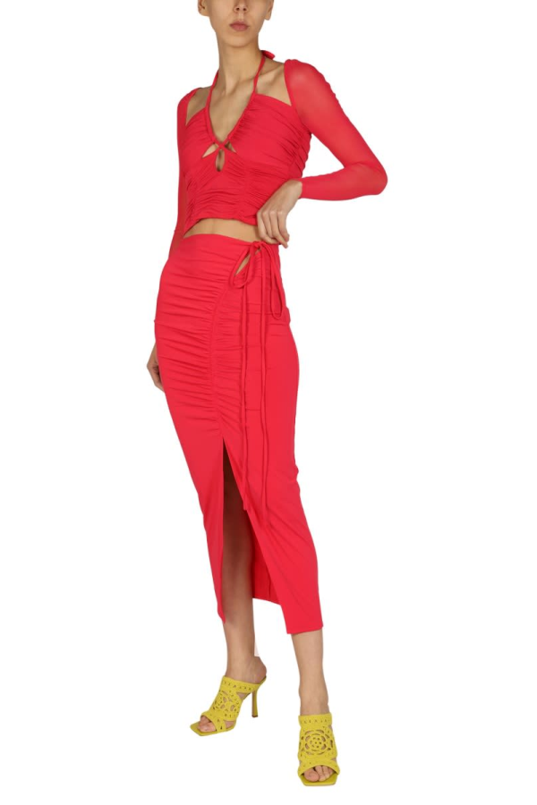 Self-Portrait Jersey Skirt - Fuchsia