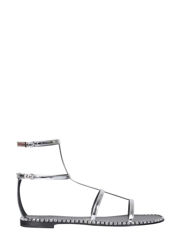 Giuseppe Zanotti Flat Gladiator Sandals - Silver