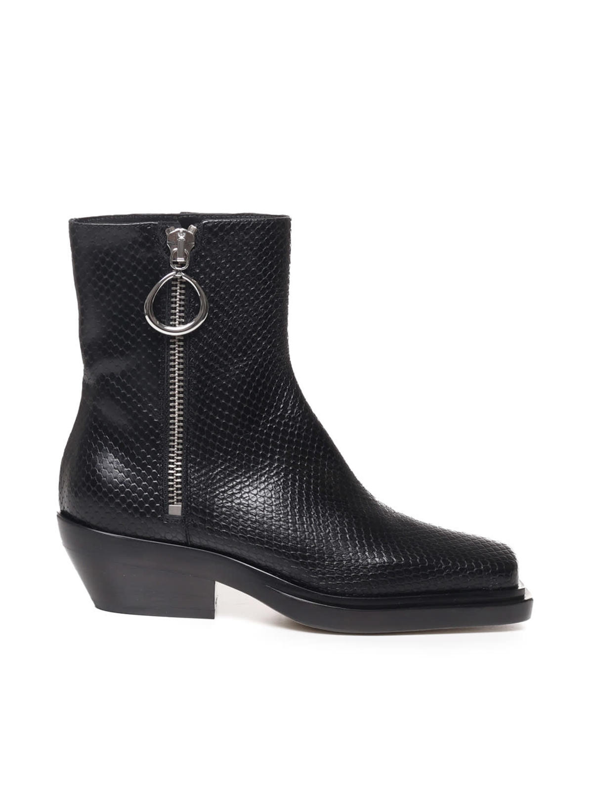 Dondup Camperos In Python Effect Leather Boots - Black - Image 1 of 4