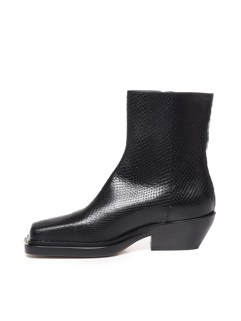 Dondup Camperos In Python Effect Leather Boots - Black