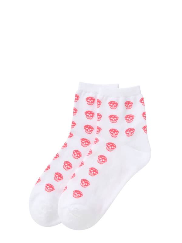 Alexander McQueen Short Skull Sock - White