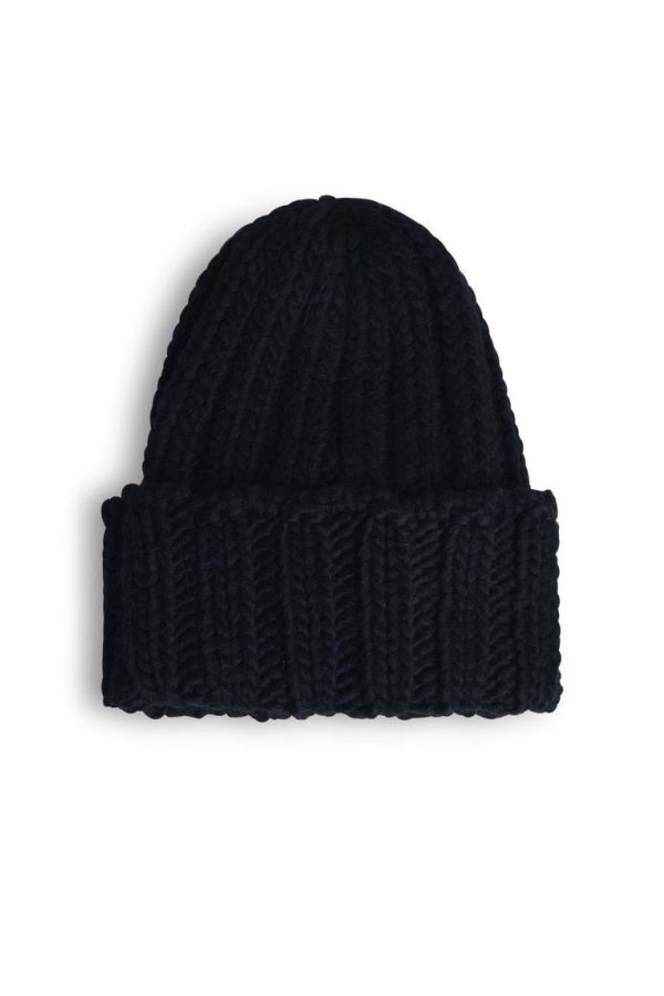 Woolrich Logo Patch Turn-up Hem Beanie - Melton Blue