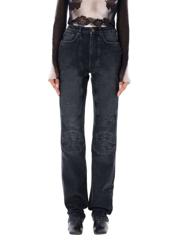 Jean Paul Gaultier Lacing Knee Bonded Jeans - Black