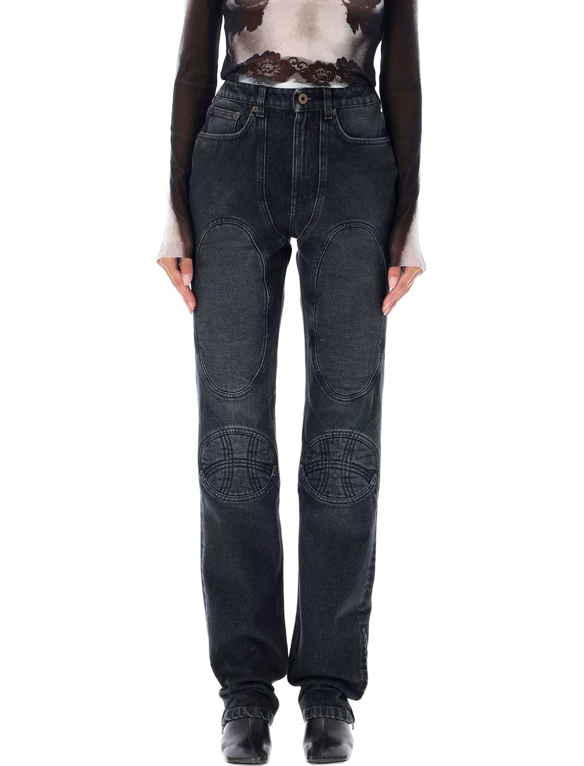 Jean Paul Gaultier Lacing Knee Bonded Jeans - Black - Image 1 of 3