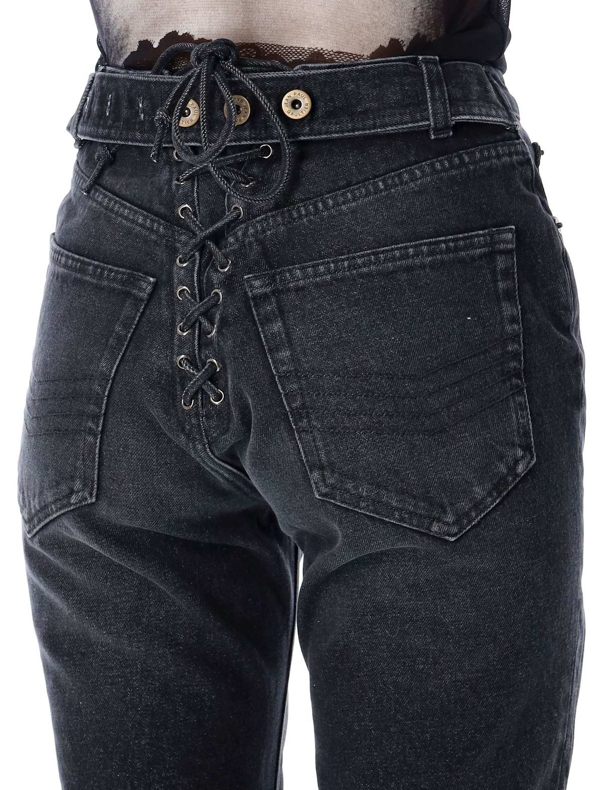 Jean Paul Gaultier Lacing Knee Bonded Jeans - Black - Image 3 of 3