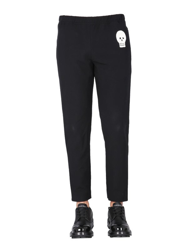 Alexander McQueen Jogging Pants With Embroidered Skull - Black