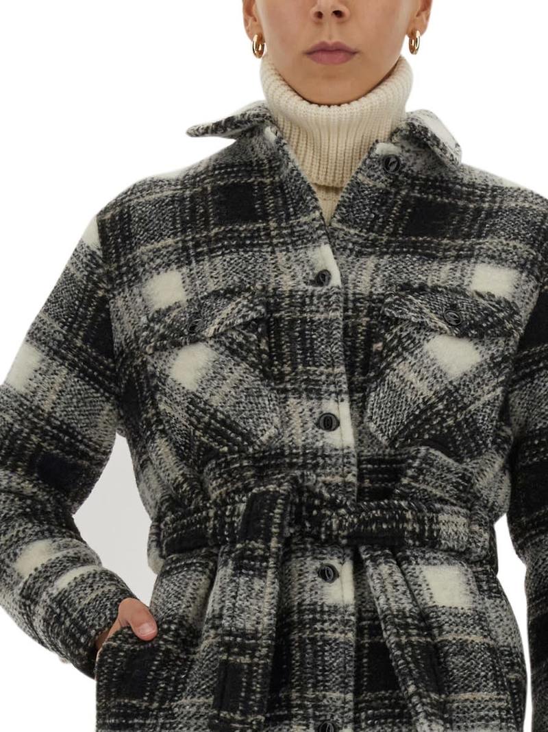Woolrich Check Print Coat - Black