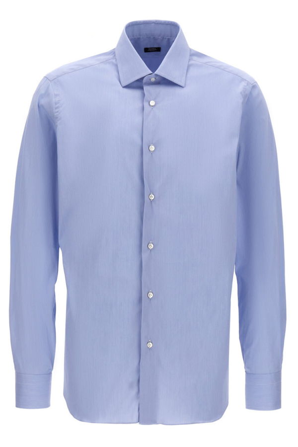 Barba Napoli Poplin Shirt - Light Blue