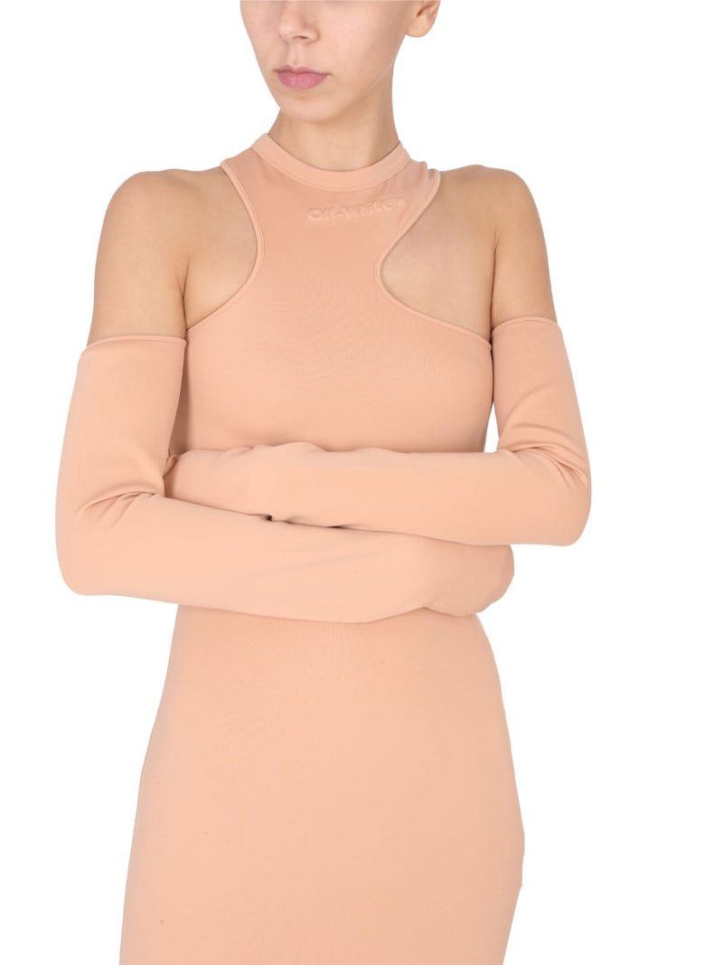 Off-White Asymmetric Mini Dress - Brown