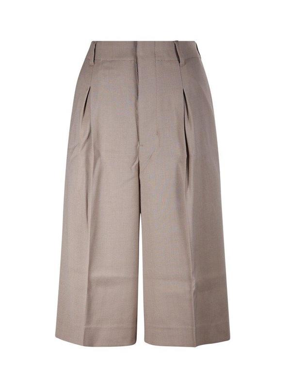 Ami Alexandre Mattiussi Faille High Waisted Knee-length Shorts - Lighttaupe