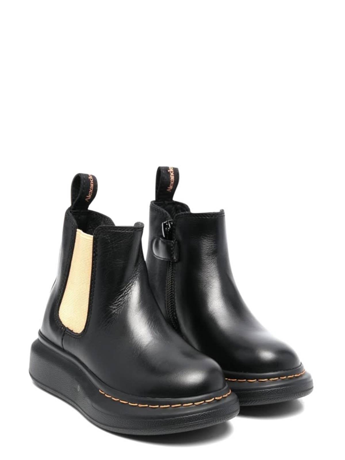 KIDS Alexander McQueen Ankle Boot With Contrasting Elastic On The Side Boot - Black - Image 1 of 3