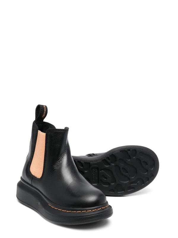 KIDS Alexander McQueen Ankle Boot With Contrasting Elastic On The Side Boot - Black