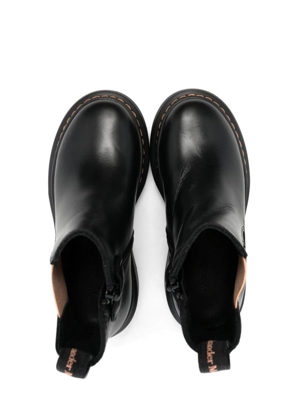 KIDS Alexander McQueen Ankle Boot With Contrasting Elastic On The Side Boot - Black