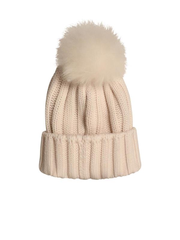 Woolrich Pon Pon Virgin Wool Beanie - Milky Cream