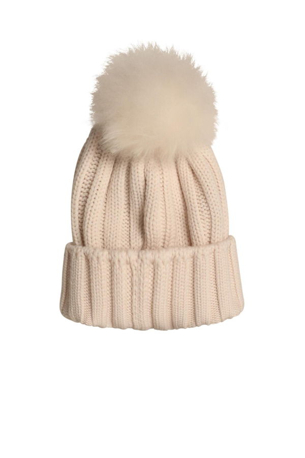 Woolrich Pon Pon Virgin Wool Beanie - Milky Cream