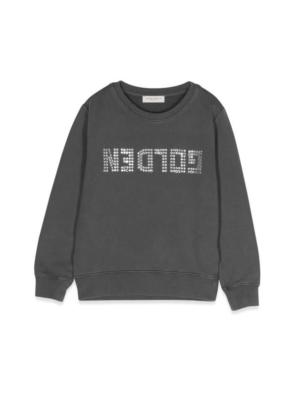 KIDS Golden Goose Crewneck Sweatshirt With Crystals - Charcoal
