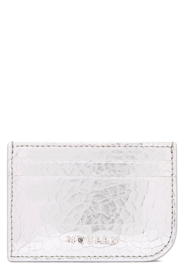 Alexander McQueen Logo Lettering Card Holder - Silver
