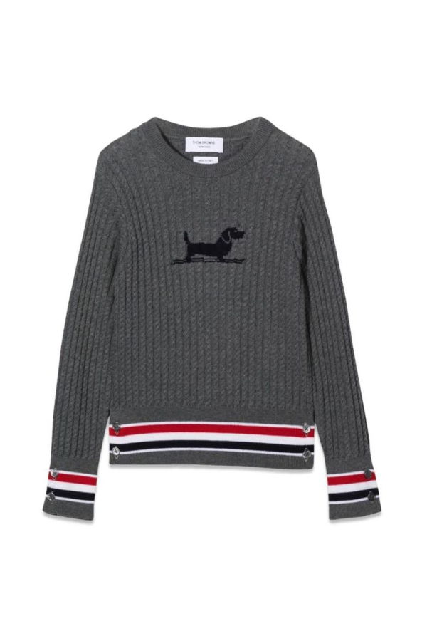 thom browne Baby Cable Crewneck Pullover - Gray