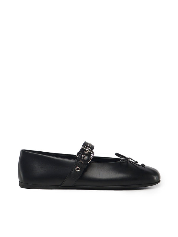 MIU MIU Leather Ballerinas - Black