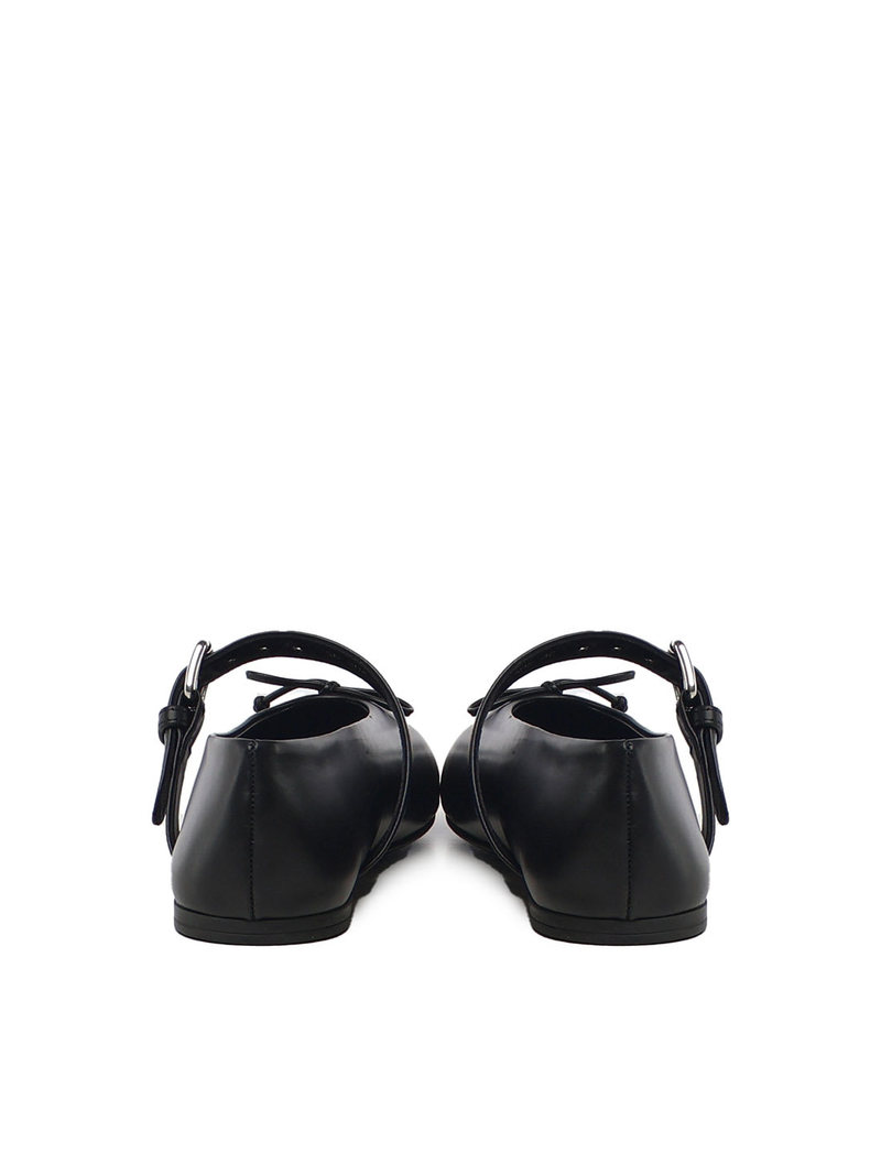 MIU MIU Leather Ballerinas - Black