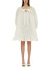 Patou Ruffle Hem Dress - Ivory - Thumbnail 1