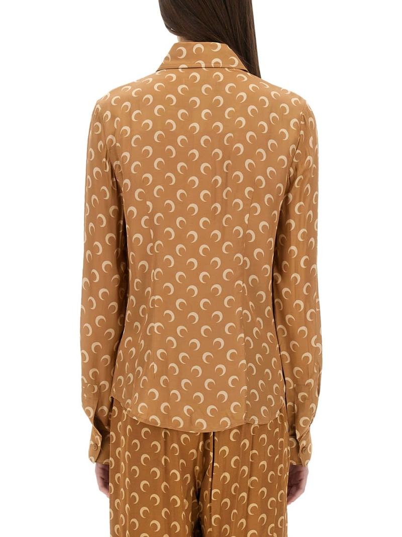 MARINE SERRE Moon Satin Shirt - Beige