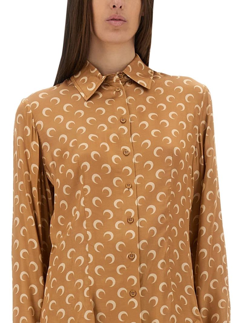 MARINE SERRE Moon Satin Shirt - Beige