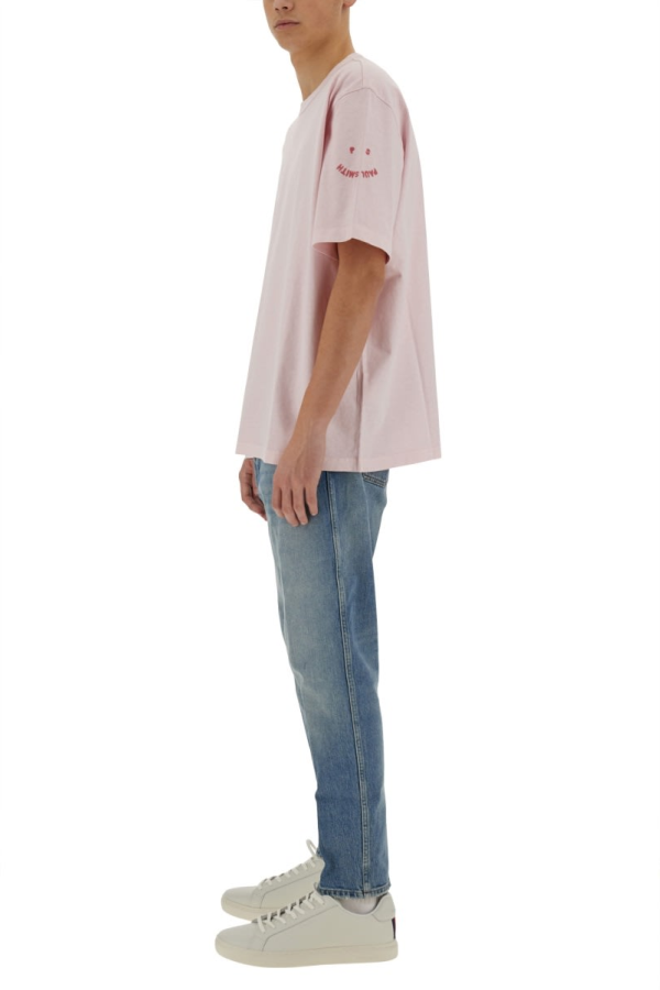 PAUL SMITH PS by Paul Smith T-shirt With Embroidery Ps Happy - Pink