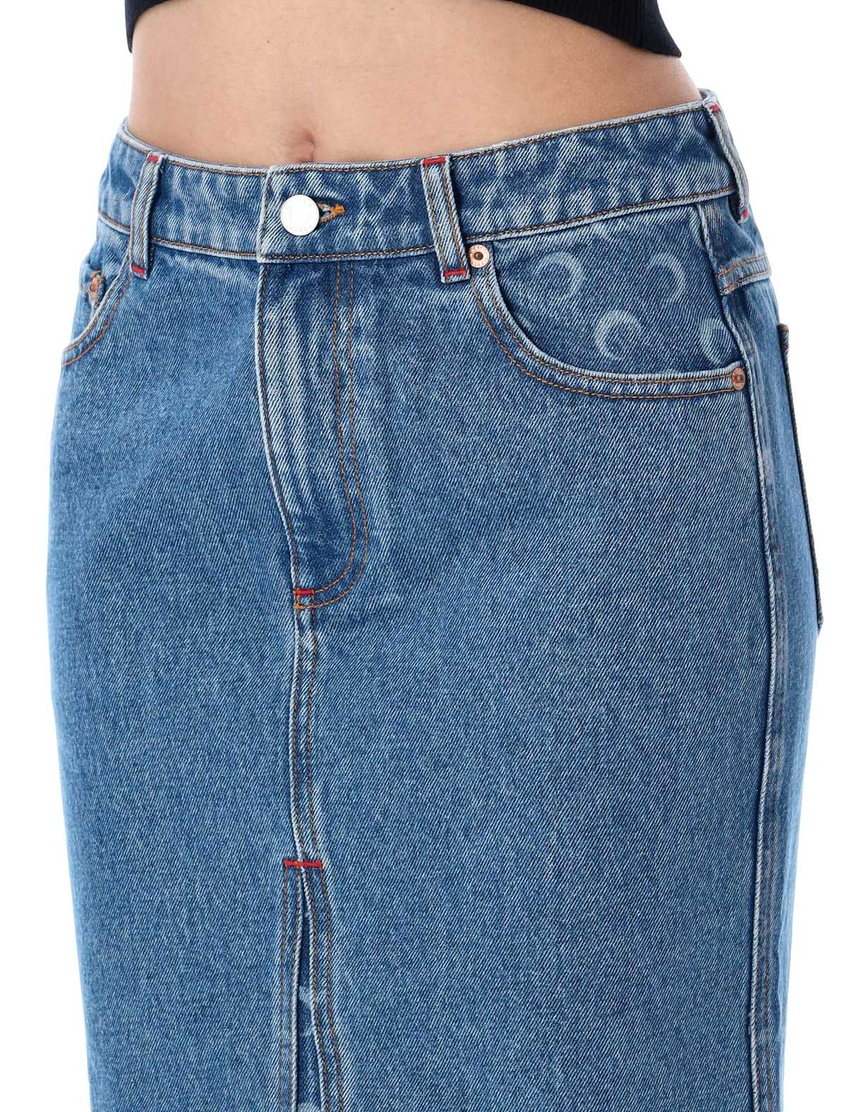 MARINE SERRE Moon Laser Denim Long Skirt - Denim - Image 3 of 3