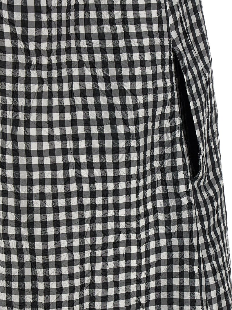 Ganni Crinkled Check Long Dress - Black