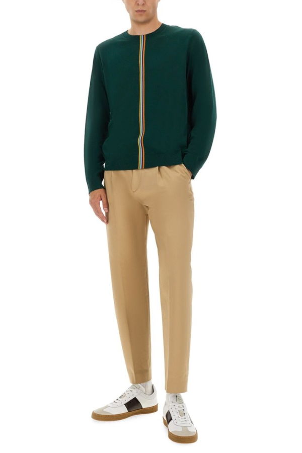 PAUL SMITH Jersey With Striped Detail Sweater - Green