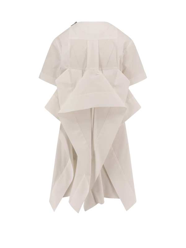 sacai Dress With Draped Cotton Inserts On The Back - White