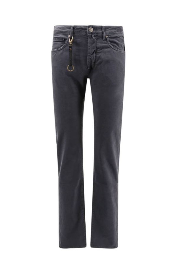 Incotex Stretch Cotton Trouser With Back Suede Logo Patch - Blue
